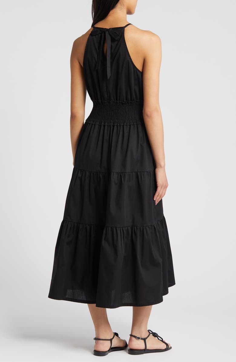 Loveappella Smocked Waist Tiered Maxi Dress, Alternate, color, Black