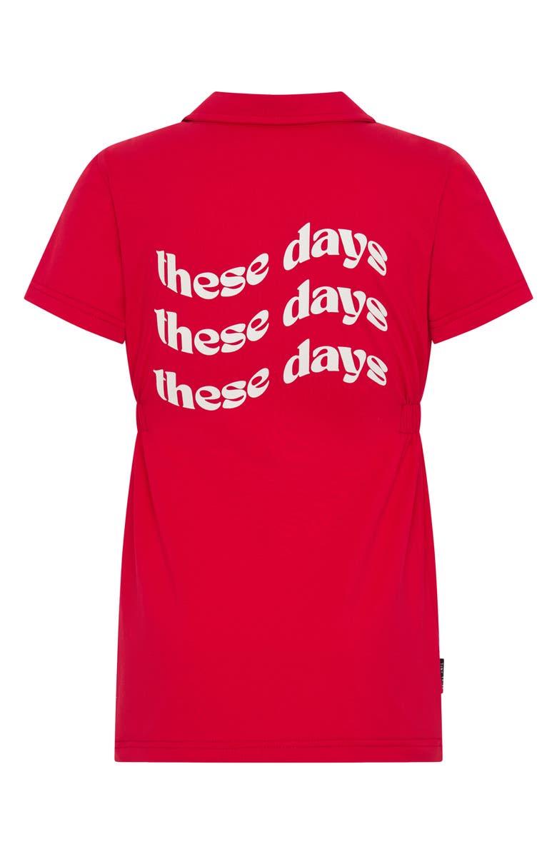 TINY TRIBE Kids' These Days Cotton Graphic Polo Dress, Alternate, color, Red