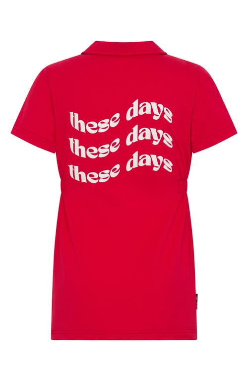 Tiny Tribe Kids' These Days Cotton Graphic Polo Dress In Red