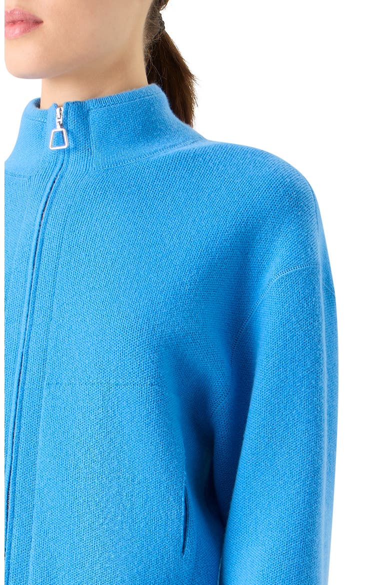 Cashmere Piqué Crop Zip-Up Cardigan, Alternate, color, TWILIGHT