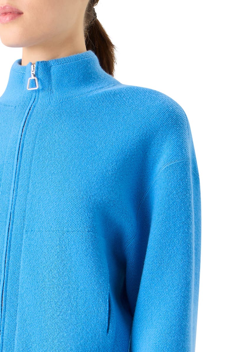 Akris Cashmere Piqué Crop Zip-Up Cardigan, Alternate, color, Twilight