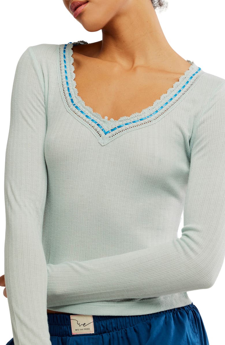 Free People Only You Long Sleeve Pajama Top, Alternate, color, Polar Fog