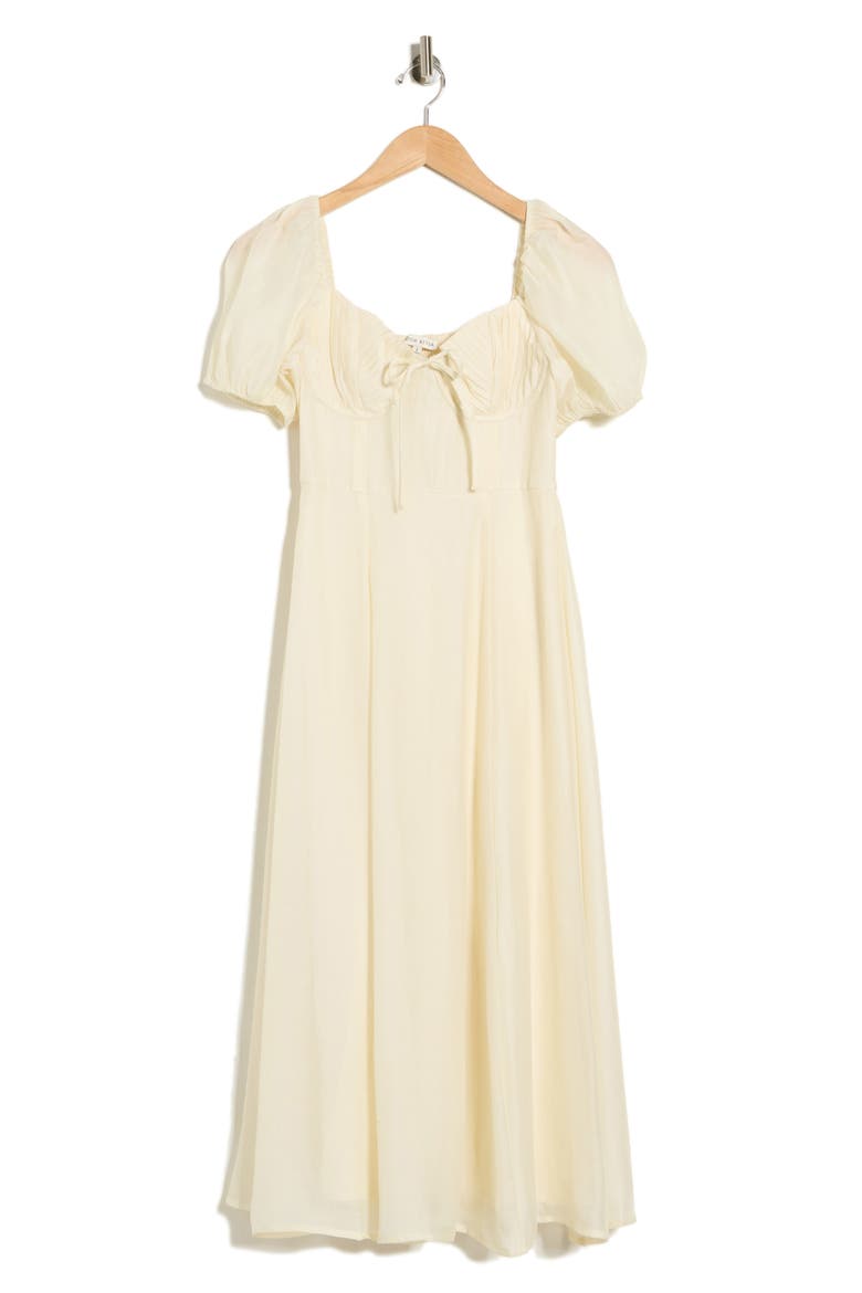 Puff Sleeve Midi Dress, Alternate, color, CREAM