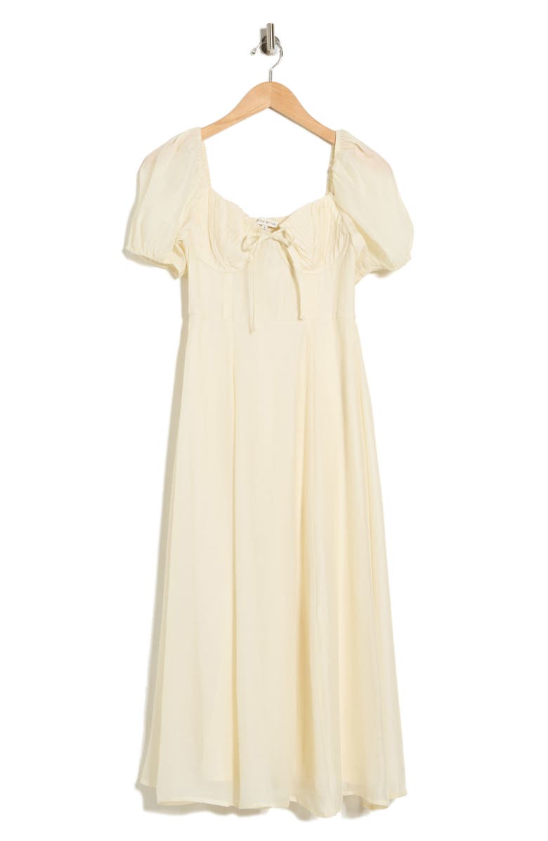 MOON RIVER Puff Sleeve Midi Dress, Main, color, Cream