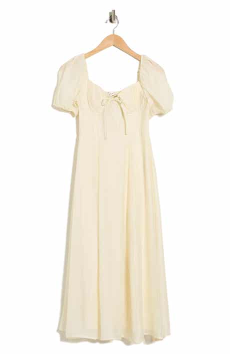 MOON RIVER Puff Sleeve Midi Dress