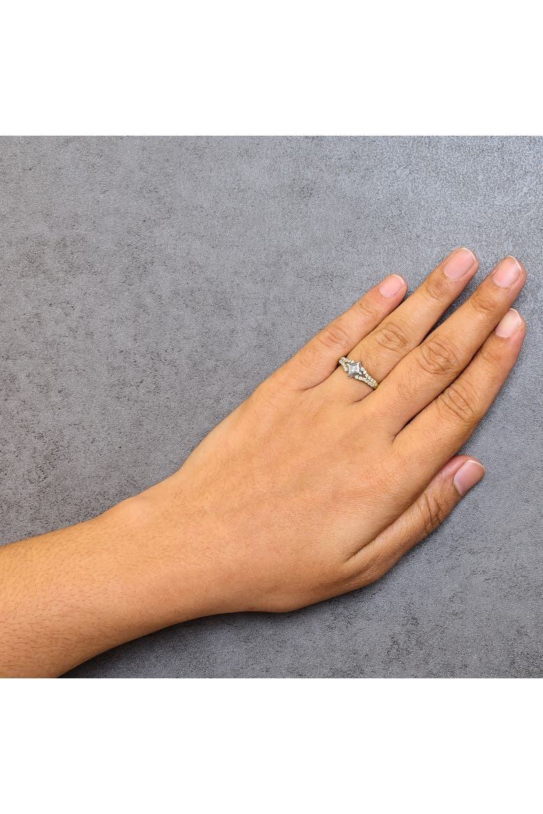10K Two Tone Color 1/2 Cttw Diamond Kite and Split Shank Ring, Alternate, color, Yellow