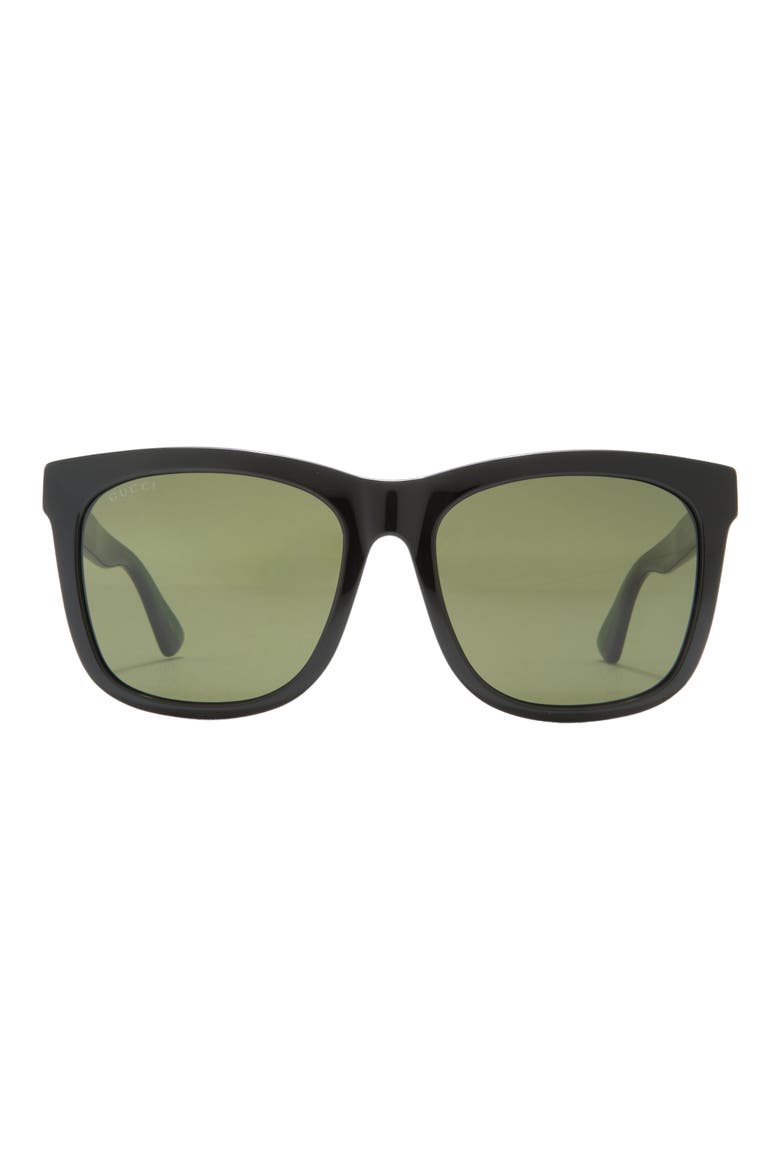 56mm Square Sunglasses, Main, color, BLACK GREEN GREEN