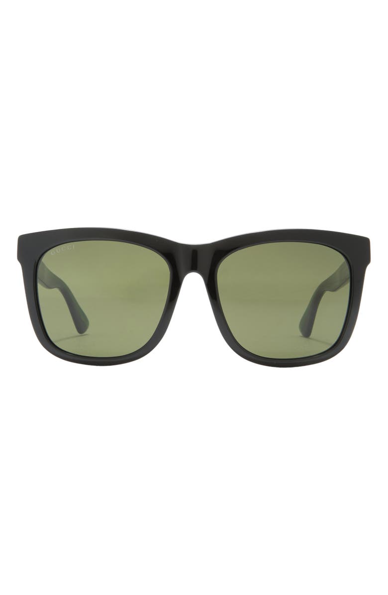 Gucci 56mm Square Sunglasses, Main, color, Black Green Green