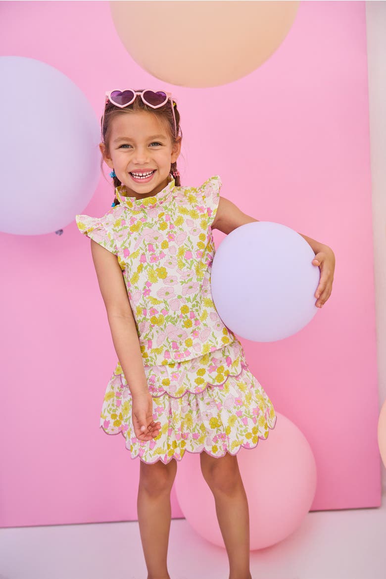 Kids' Floral Tiered Skort, Alternate, color, Bedford Buttercup