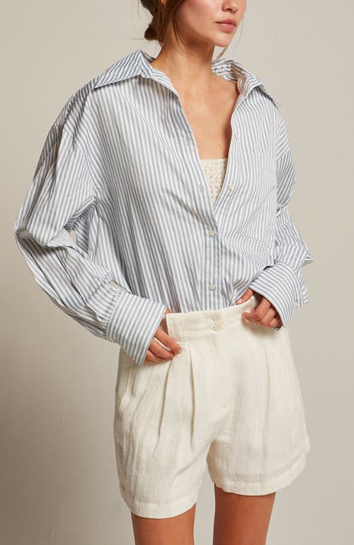 Crescent Striped Button Up Shirt In Mist