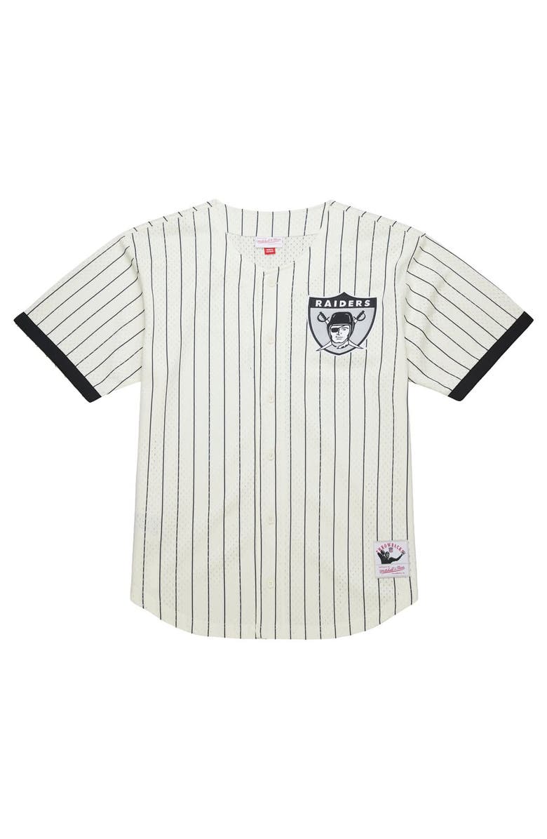 Mitchell & Ness Men's Mitchell & Ness  Cream Las Vegas Raiders Big & Tall Heavyweight Mesh Button-Up Fashion Jersey, Alternate, color, Cream