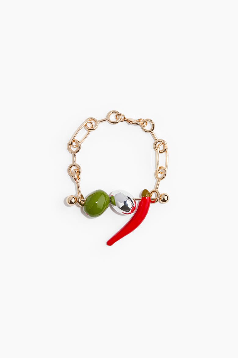 Barbell-pendant Bracelet, Main, color, Gold-colored