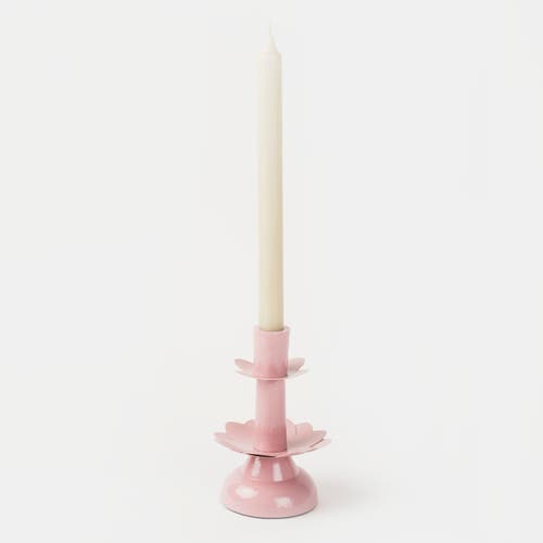 Mela Artisans Lotus Bloom Tapered Pink Candleholders Small