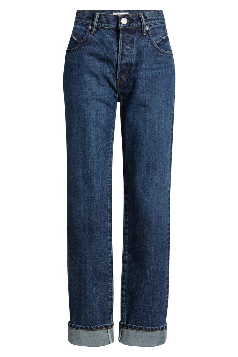 Lara Western High Waist Straight Leg Jeans, Alternate, color, DARK BLUE
