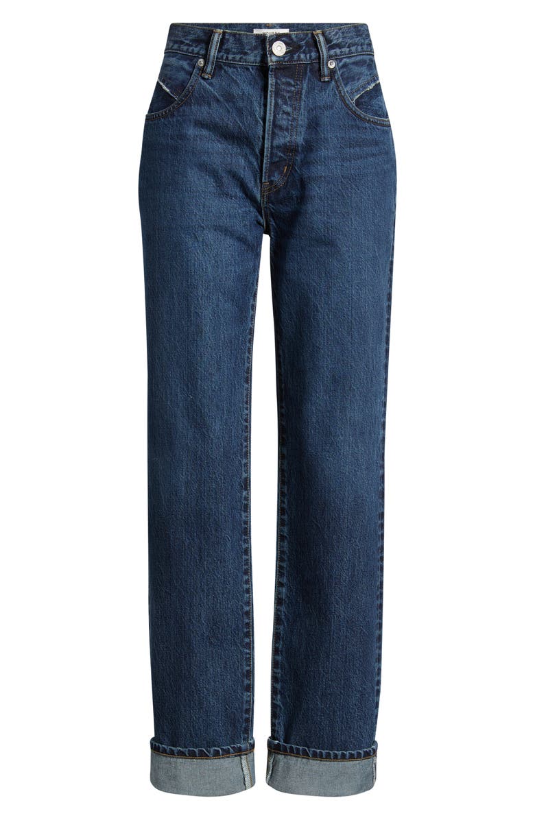 MOUSSY VINTAGE Lara Western High Waist Straight Leg Jeans, Main, color, Dark Blue