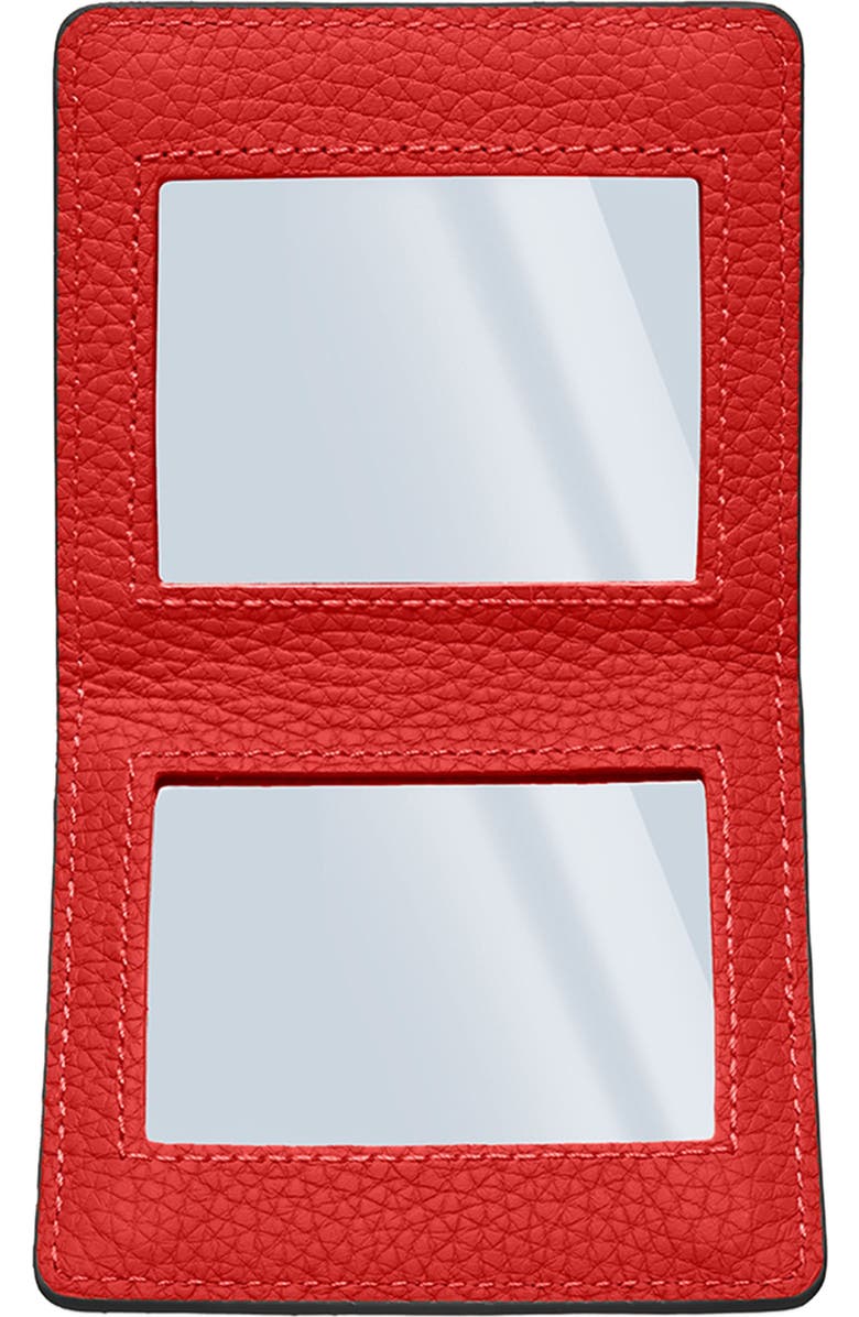 MAISON de SABRÉ Leather Compact Mirror, Alternate, color, Rouge Noir