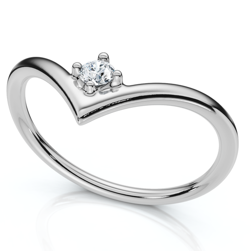 Bliss Diamond Diamond Stackable Chevron Wedding Ring 14k Gold Lab Grown In Silver