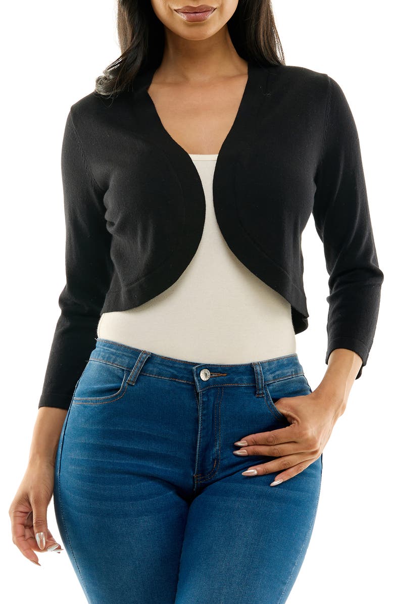 Nina Leonard Knit Bolero Cardigan, Main, color, 