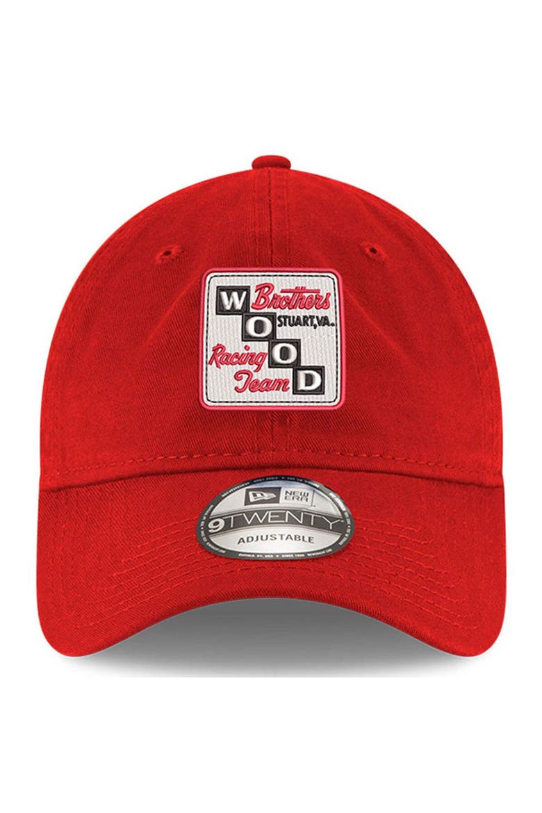 Men's New Era Scarlet Wood Brothers Racing Enzyme Washed 9TWENTY Adjustable Hat, Alternate, color, Scarlet