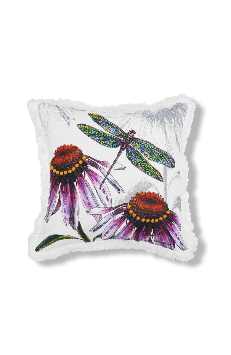 C&F Home Botanical Dragonfly HD Printed Spring Accent Throw Pillow 18" x 18", Main, color, White