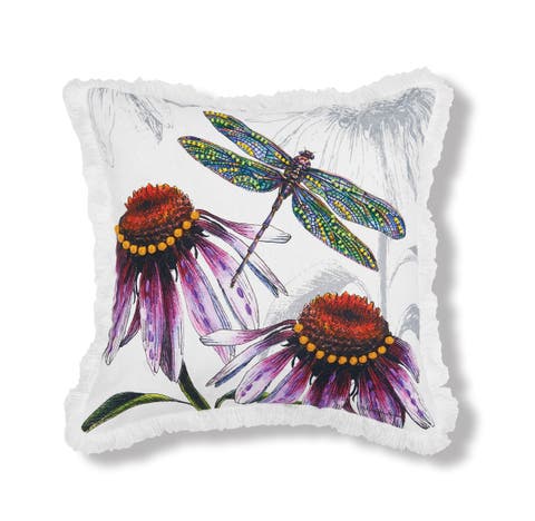 Botanical Dragonfly HD Printed Spring Accent Throw Pillow 18" x 18"