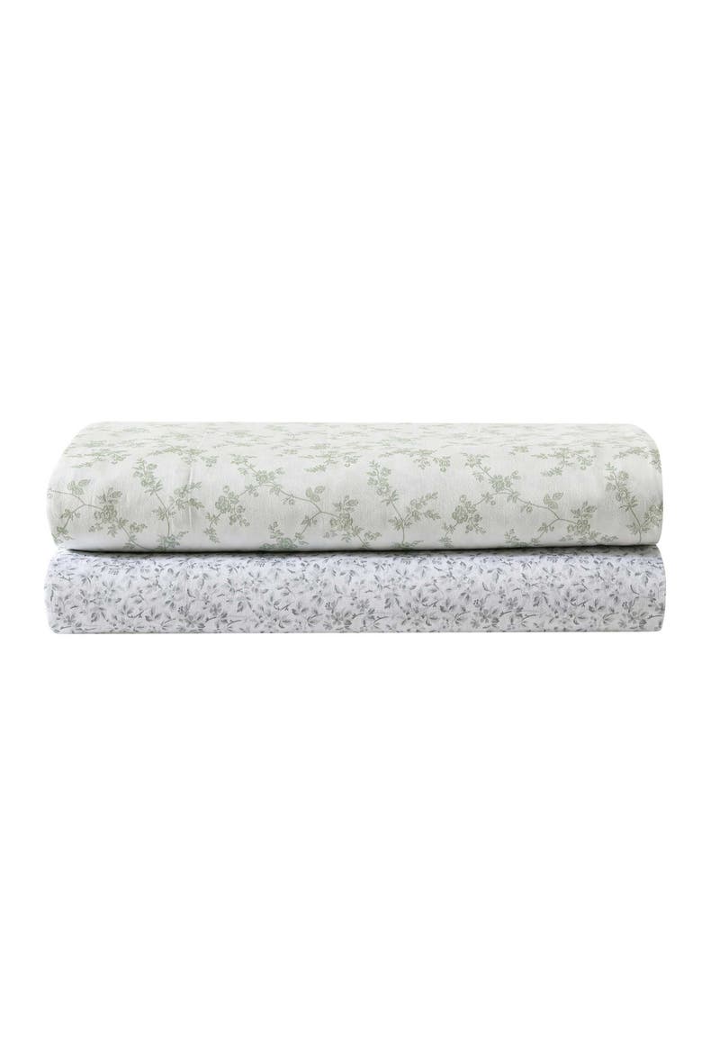 Fiona Floral 300 Thread Count Cotton Percale Sheet Set, Alternate, color, PASTEL GREEN