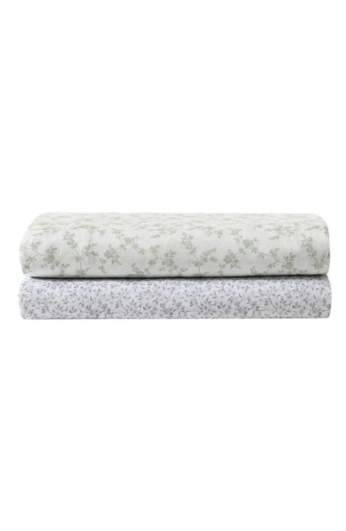 Laura Ashley Fiona Floral 300 Thread Count Cotton Percale Sheet Set In Green