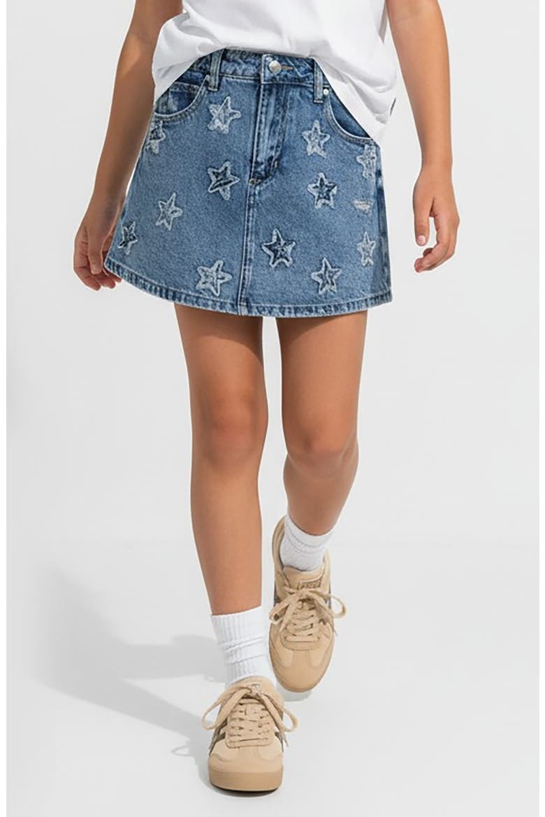 Kids' Mina Mini Denim Skort, Alternate, color, MED WASH
