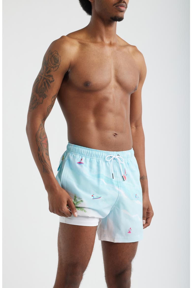 Jet Ski Island Swim Trunks, Alternate, color, BLUE