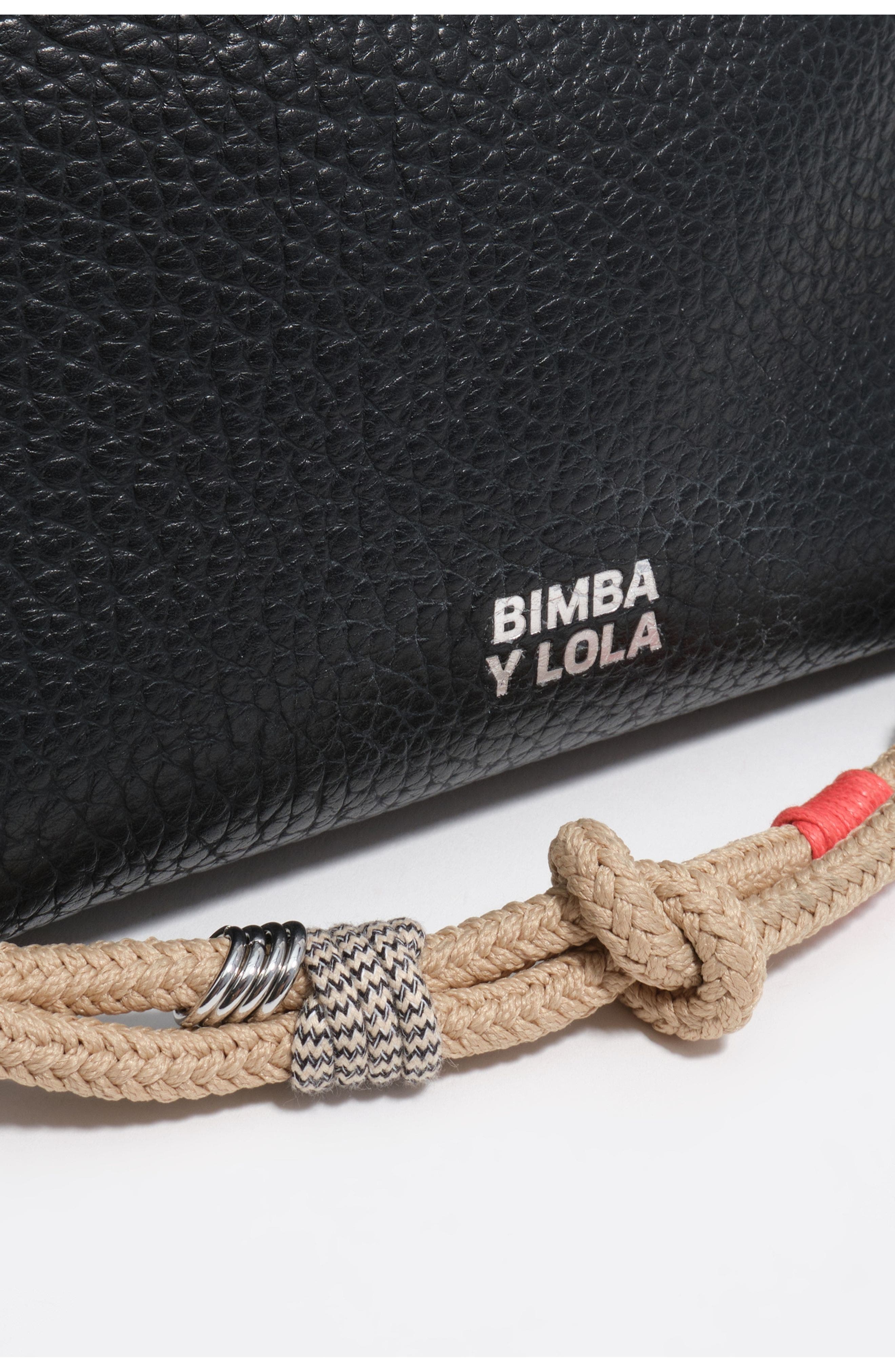 Bimba y Lola Medium Leather Trapezium Bag SS26, Alternate, color, Black
