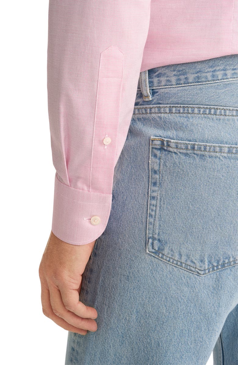 Eton Contemporary Fit Pink Microcheck Cotton Dobby Dress Shirt, Alternate, color, Medium Pink