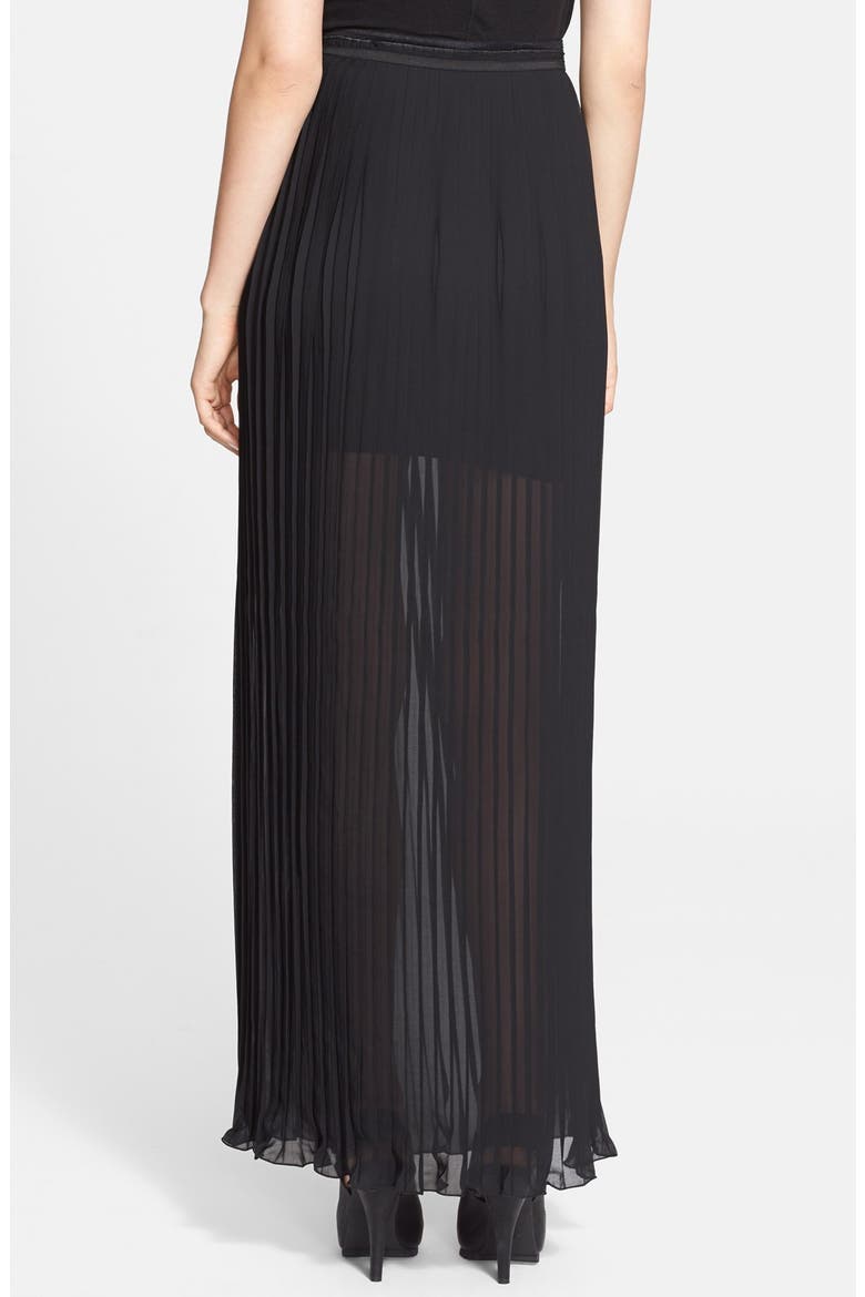 Accordion Pleat Maxi Skirt, Alternate, color, BLACK
