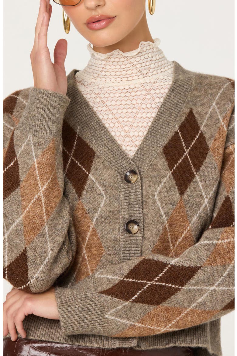 Ashtyn Argyle Cardigan, Alternate, color, BROWN ARGYLE