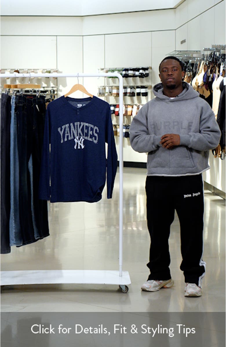 Men's Concepts Sport Navy New York Yankees Inertia Raglan Long Sleeve Henley T-Shirt, sales video thumbnail