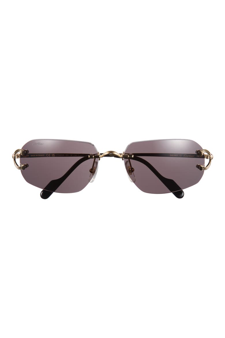 58mm Frameless Rectangular Sunglasses, Main, color, GOLD