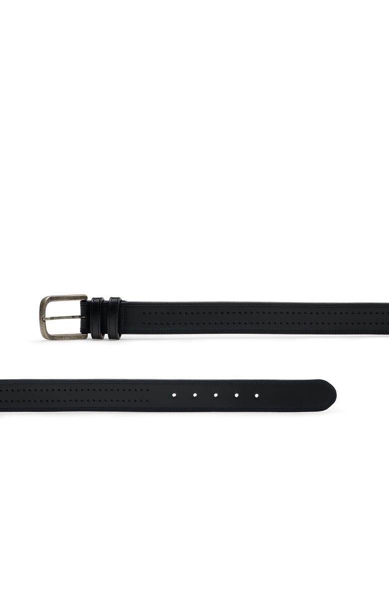 Magnanni Wayne Perforated Leather Belt, Alternate, color, Black