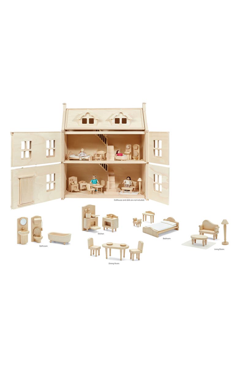 PlanToys<sup>®</sup> Victorian Dollhouse Furniture Set, Main, color, Natural