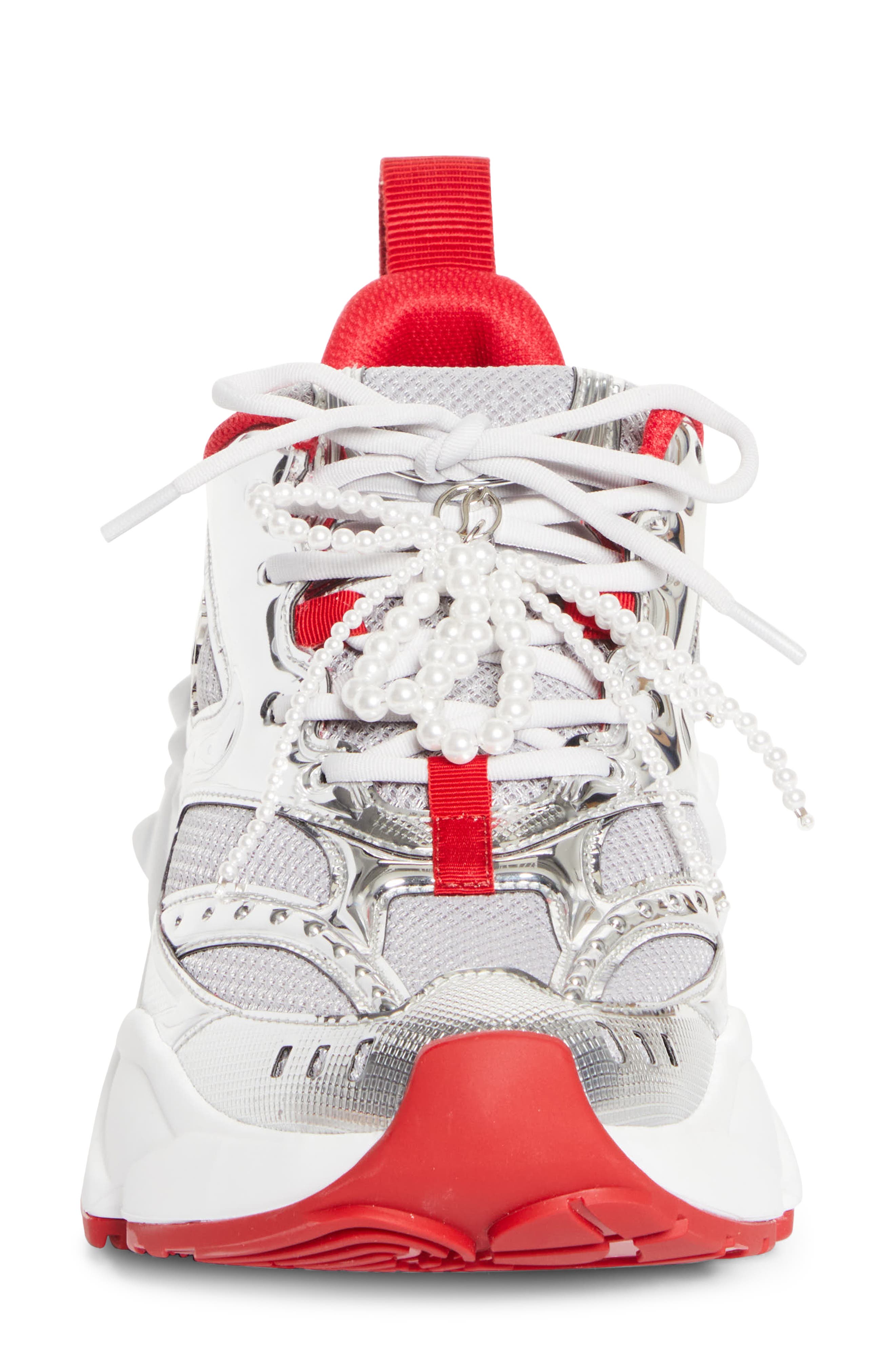 Christian Louboutin So Flo Sneaker, Alternate, color, Silver