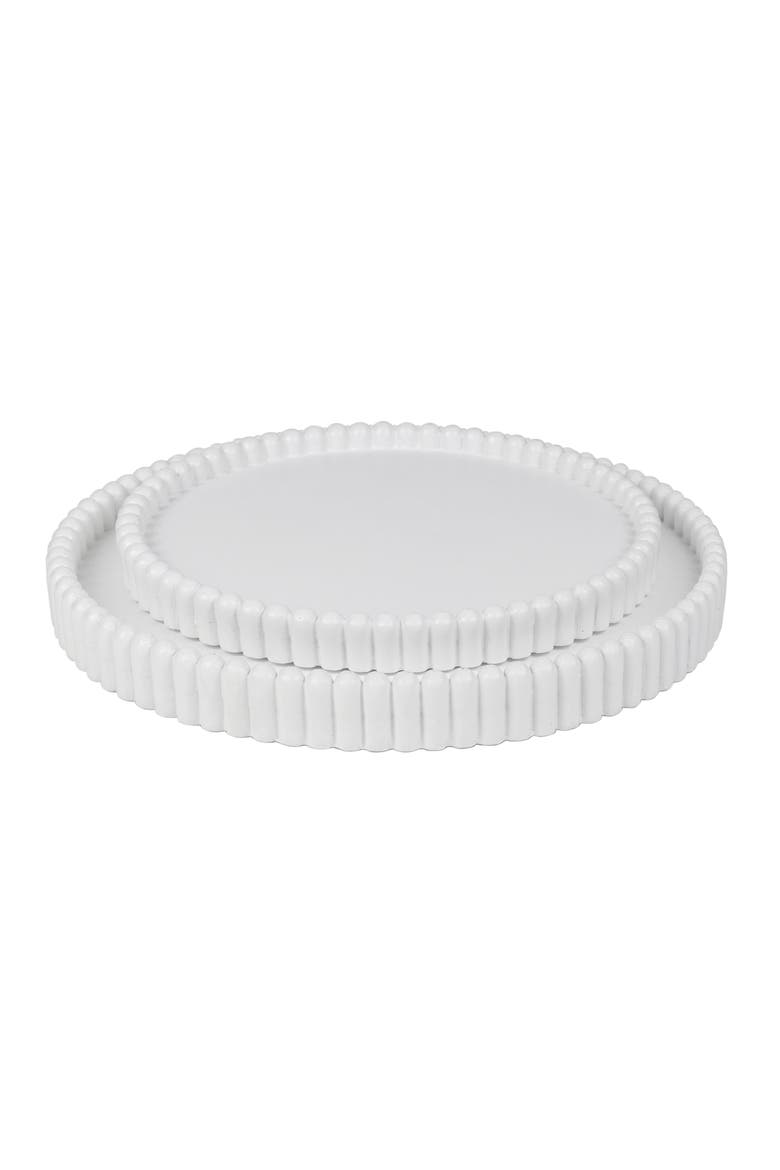 Opulence Modern Minimalist Concrete Fluted Edge Decorative Jewelry Trays, Alternate, color, White