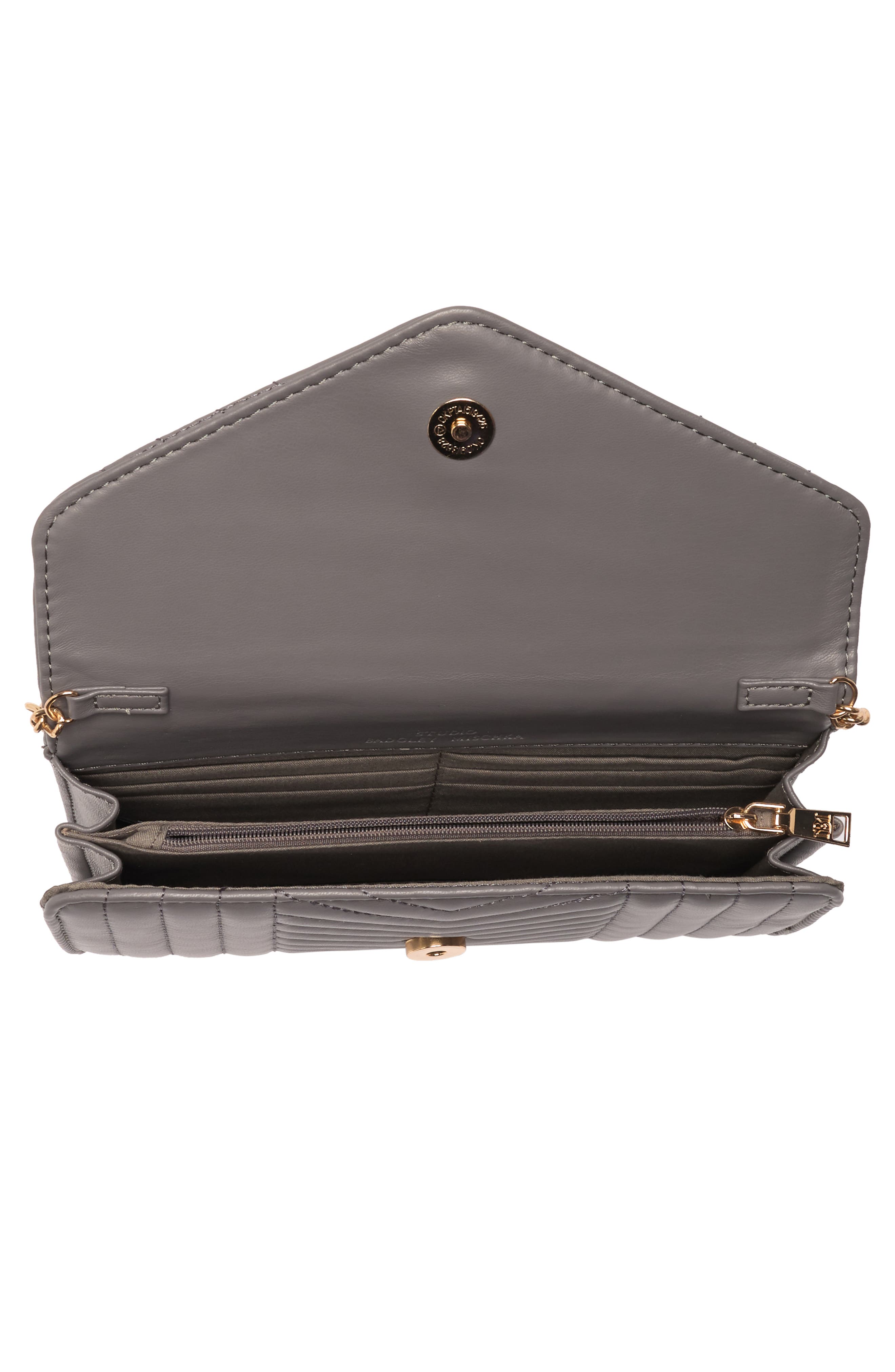 Badgley Mischka Collection Chevron Quilted Crossbody Bag, Alternate, color, Grey