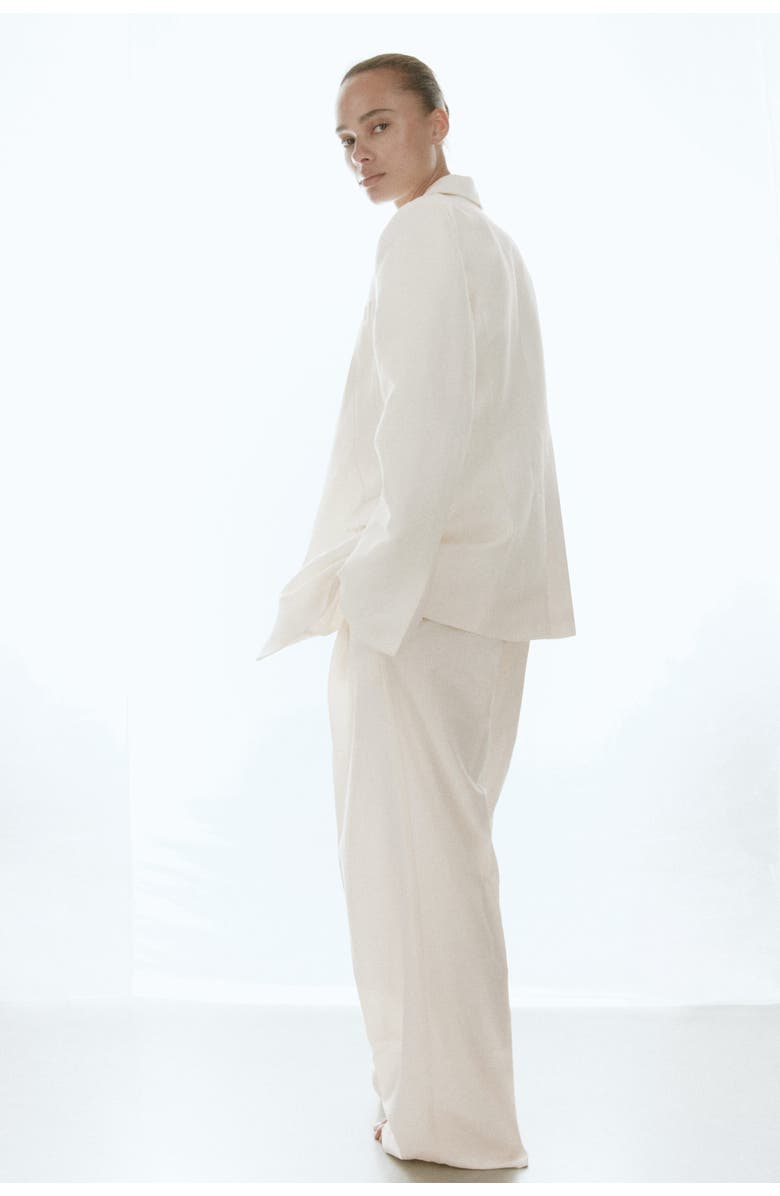 H&M Tailored Linen-blend Trousers, Alternate, color, Cream