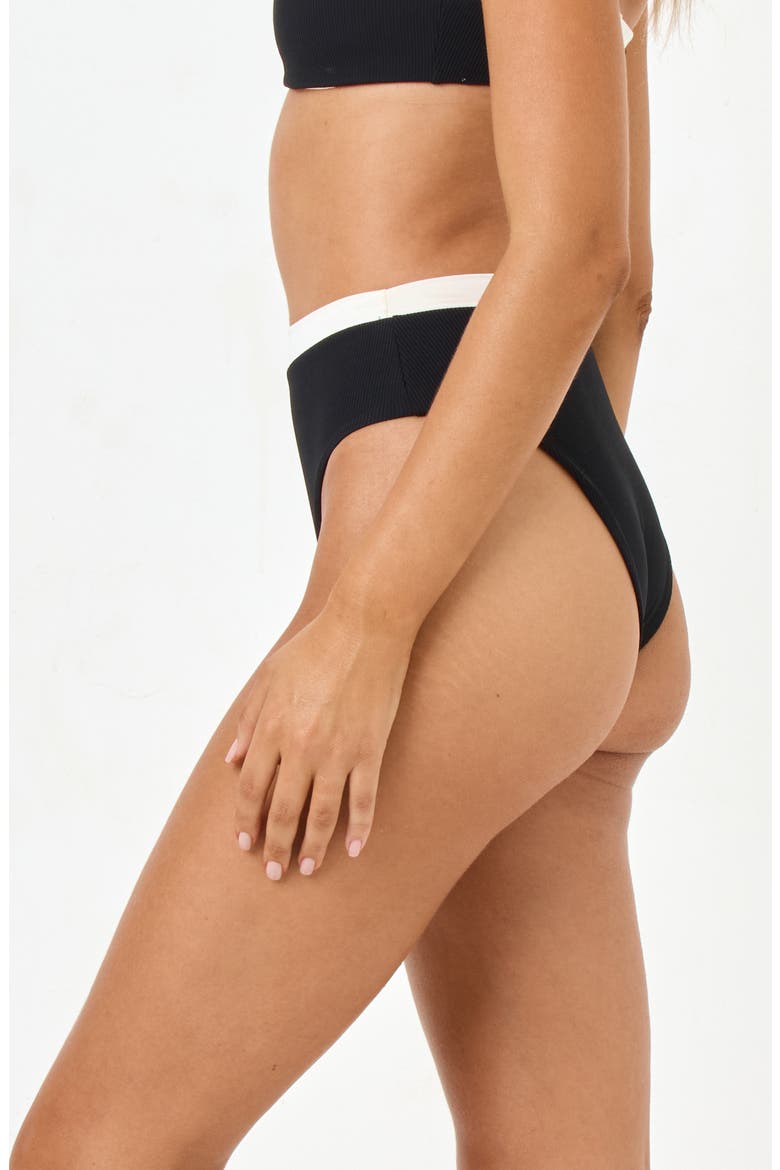 Misha High Waist Bikini Bottoms, Alternate, color, BLACK/ CREAM