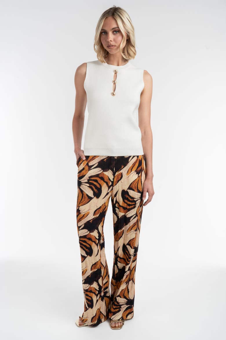 Knit Top With Embellish Trims, Main, color, White