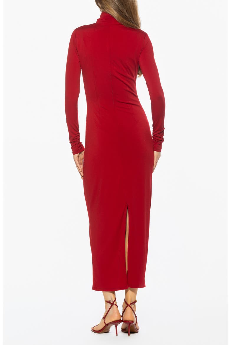 Veda Long Sleeve Mock Neck Dress, Alternate, color, RED