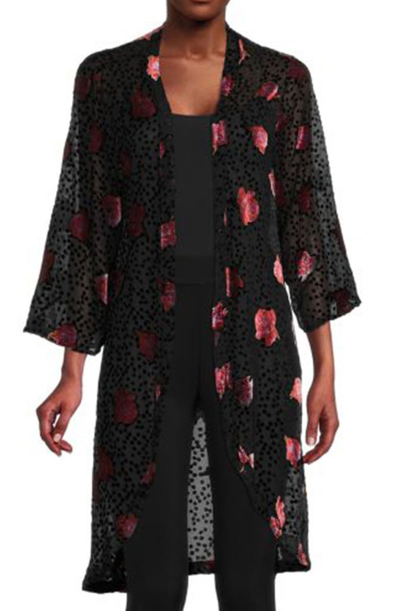 SAACHI Rose Velvet Burnout Ruana, Main, color, Black