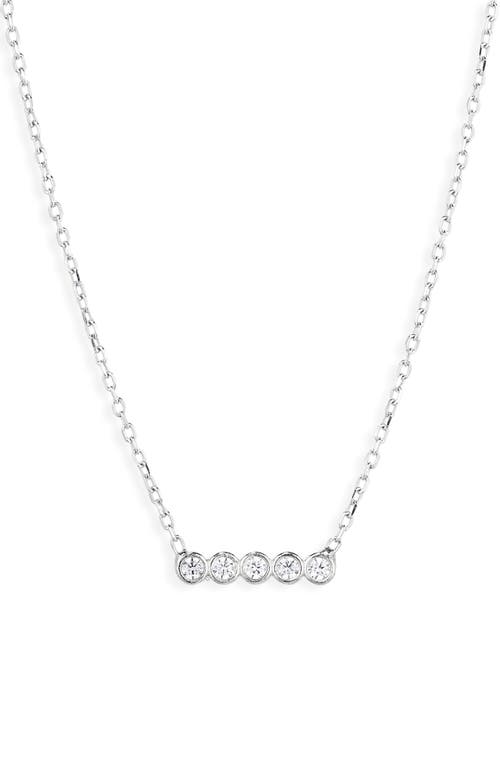 THE SIS KISS Loverly Crystal Bar Necklace in Silver at Nordstrom