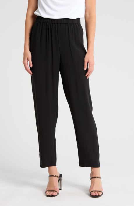 Eileen Fisher High Waist Silk Ankle Pants
