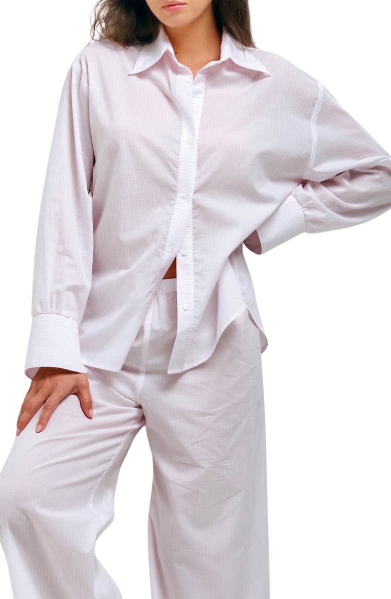 Andine Essen Lyon Stripe Cotton Button-Up Pajama Top, Main, color, 