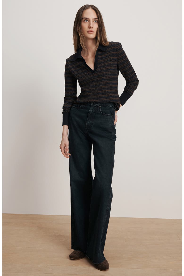Kamal Stripe Polo Sweater, Alternate, color, NAVY DARK UMBER MULTI