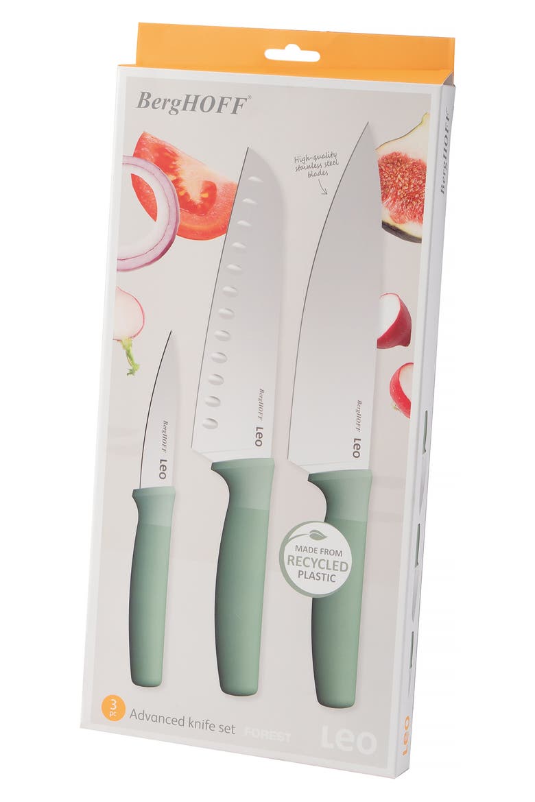 3-Piece Stainless Steel Advanced Knife Set, Alternate, color, GREEN
